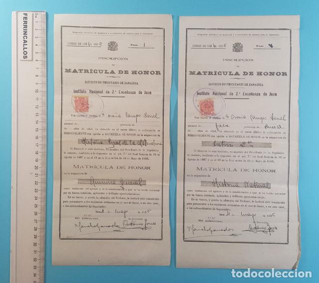 Alte Dokumente: LOTE 2 INSCRIPCI&Oacute;N MATRICULA DE HONOR CURSO 1934 A 1935, INSTITUTO NACIONAL 2&ordf; ENSE&Ntilde;ANZA DE JACA