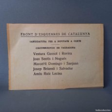 Documentos antiguos: PAPELETA PARA LAS ELECCIONES DE 1936. FRONT D'ESQUERRES DE CATALUNYA. VENTURA GASSOL, JOSEP BRIANSÓ