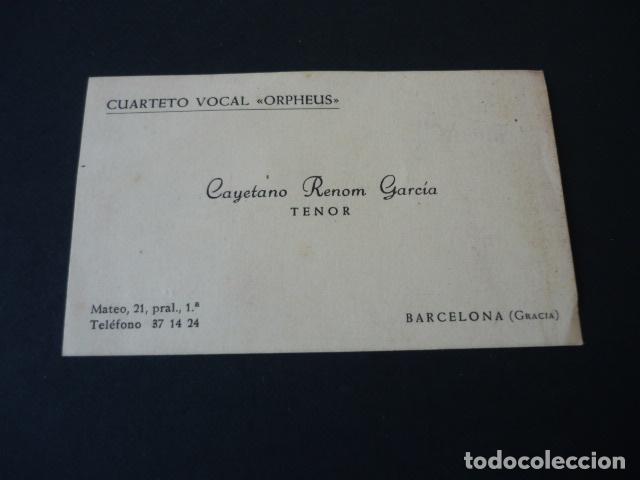 Documenti antichi: CAYETANO RENOM GARCIA TENOR TARJETA DE VISITA