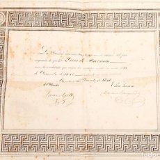 Documentos antiguos: SOCIEDAD ECONOMICA BARCELONESA - TÍTULO - 1858 - FIRMADO POR JUAN AGELL