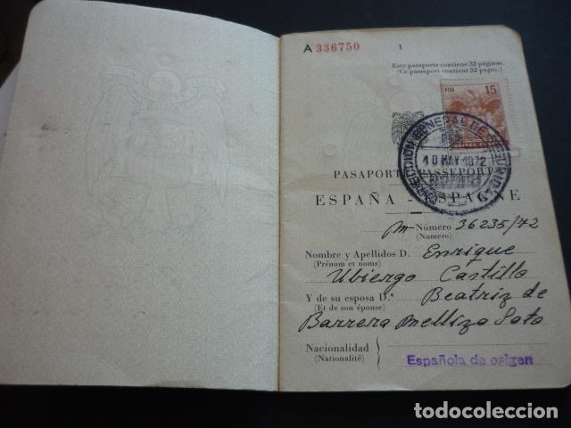 Documentos antiguos: PASAPORTE ESPA&Ntilde;A 1972 MATRIMONIO - Foto 2