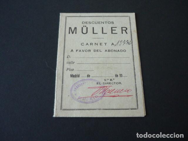 Documenti antichi: MADRID DESCUENTOS M&Uuml;LLER CARNET ABONADO A&Ntilde;OS 20 30