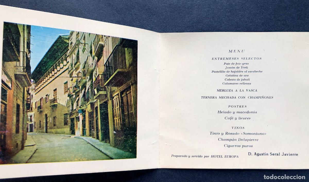 Documents Anciens: BARBASTRO A&Ntilde;O 1969 / HOTEL EUROPA - MINUTA ALMUERZO FESTIVIDAD DE SANTA RITA DE CASIA / HUESCA