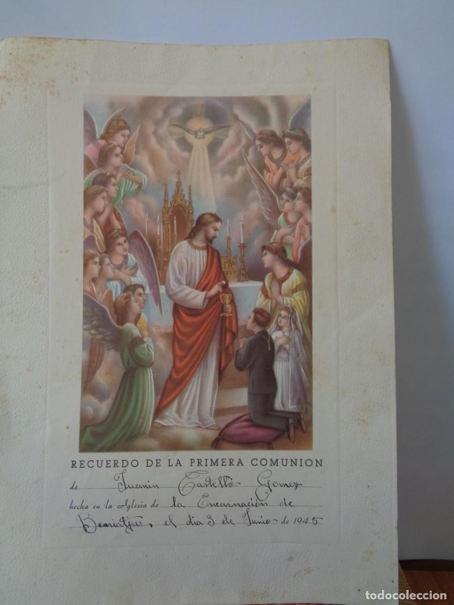 Documentos antiguos: &iexcl;&iexcl; RECUERDO DE LA 1&ordf; COMUNION. 03 Junio de 1945. !! C-13. - Foto 2
