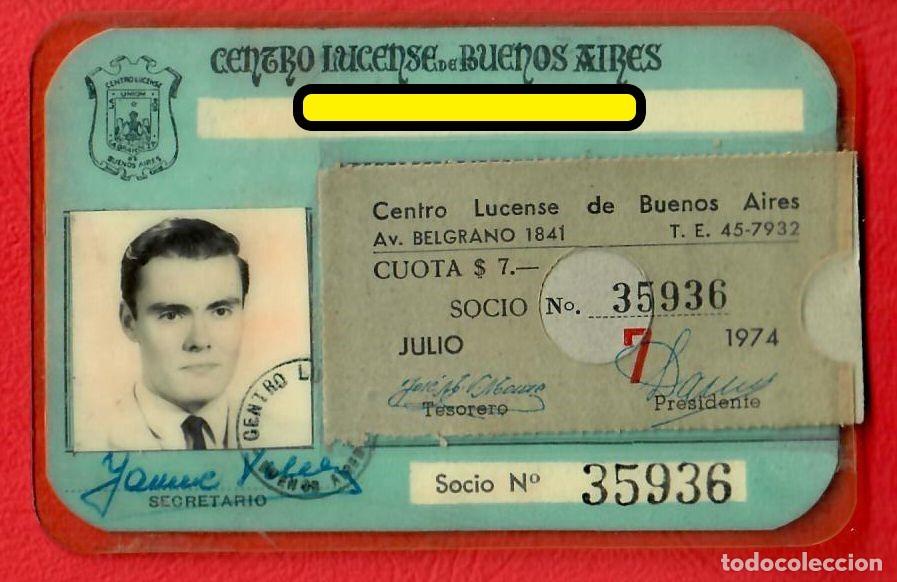 Documenti antichi: A&ntilde;o 1974 &ndash; Tarjeta de identidad Centro Lucense de Buenos Aires &ndash; Argentina