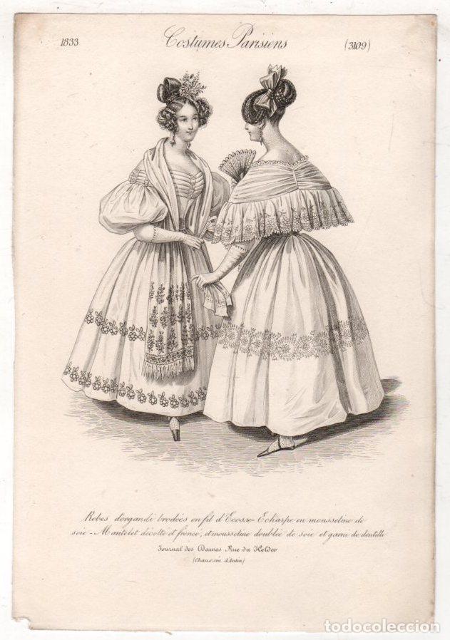 Documentos antiguos: GRABADO MODA COSTUMES PARISIENS 1833. SIGLO XIX