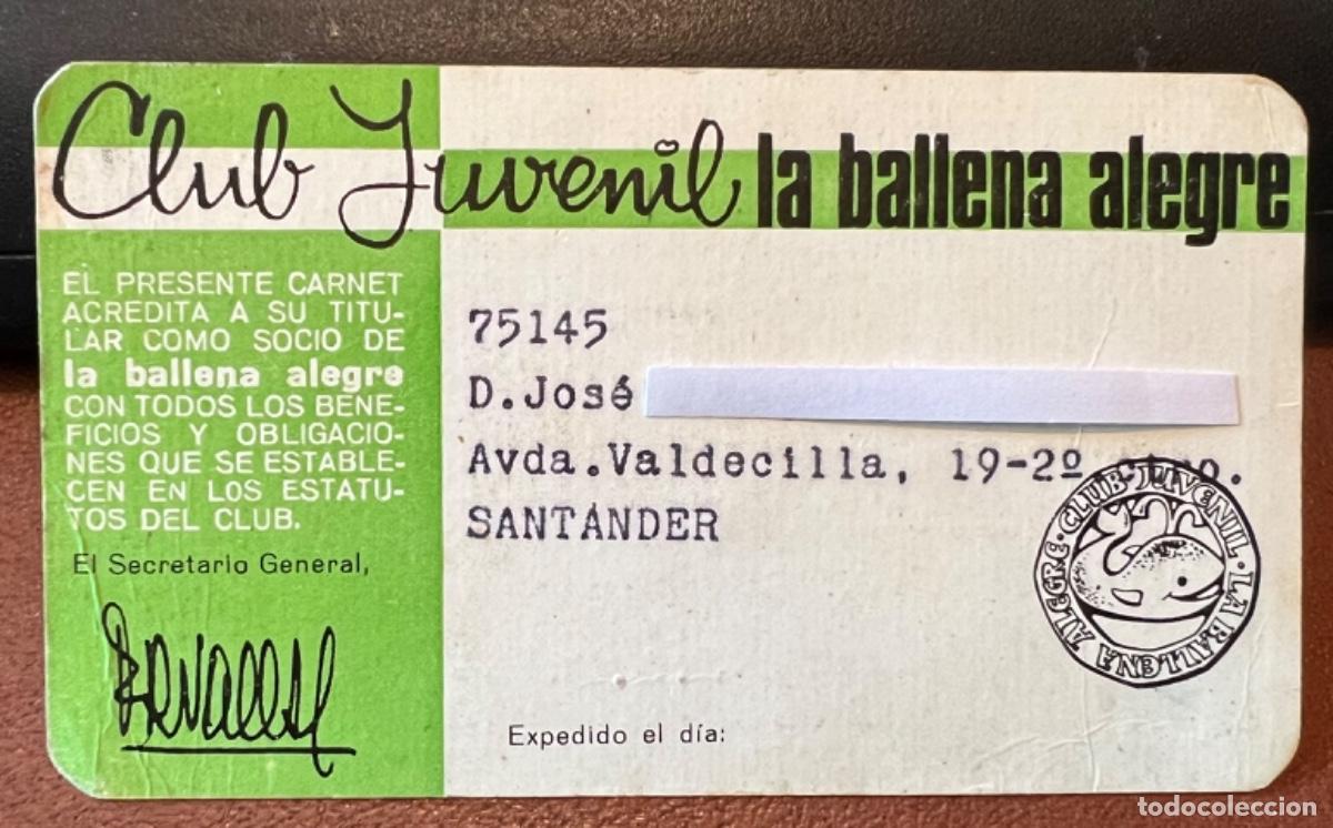 Documentos antiguos: Carnet del Club Juvenil La Ballena Alegre - Foto 1
