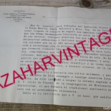 Documentos antiguos: SEMANA SANTA ESTEPA, 1931, HERMANDAD SANTO ENTIERRO, INVITACION BENDICION PASO Y CRUZ, RARA