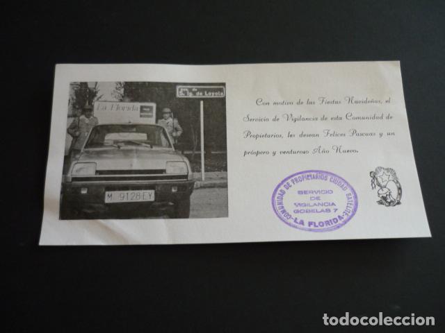 Documentos antiguos: MADRID CIUDAD SATELITE LA FLORIDA TARJETA CON POLICIA VIGILANTE SEGURIDAD Y COCHE RENAULT