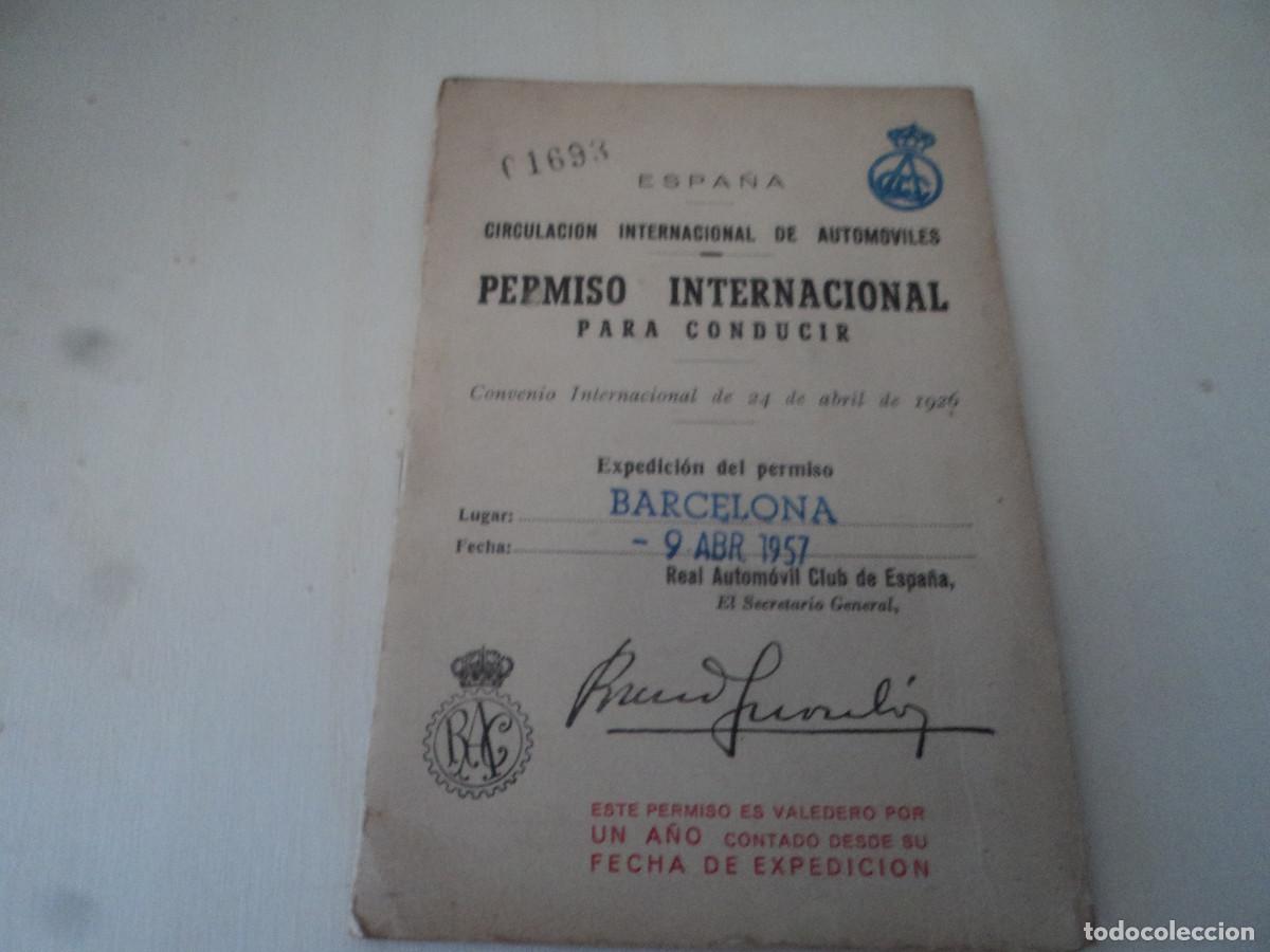 Documentos antiguos: PERMISO INTERNACIONAL PARA CONDUCIR A&Ntilde;O 1957 - Foto 1