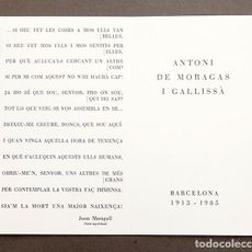 Antoni De Moragas Esquela 1985 Filograf Compra Venta En antoni-de-moragas-esquela-1985-filograf-compra-venta-en