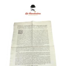 Documentos antiguos: ANTIGUO DOCUMENTO. GRAN FOLIO. D. FR. ANTONIO MANUEL DE HARTALEJO. DICIEMB DE 1778. OBISPO DE VIQUE.