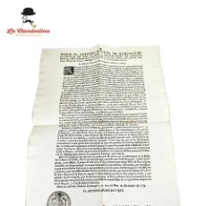 Documentos antiguos: ANTIGUO DOCUMENTO. GRAN FOLIO. D. FR. ANTONIO MANUEL DE HARTALEJO. DICIEMB DE 1778. OBISPO DE VIQUE.