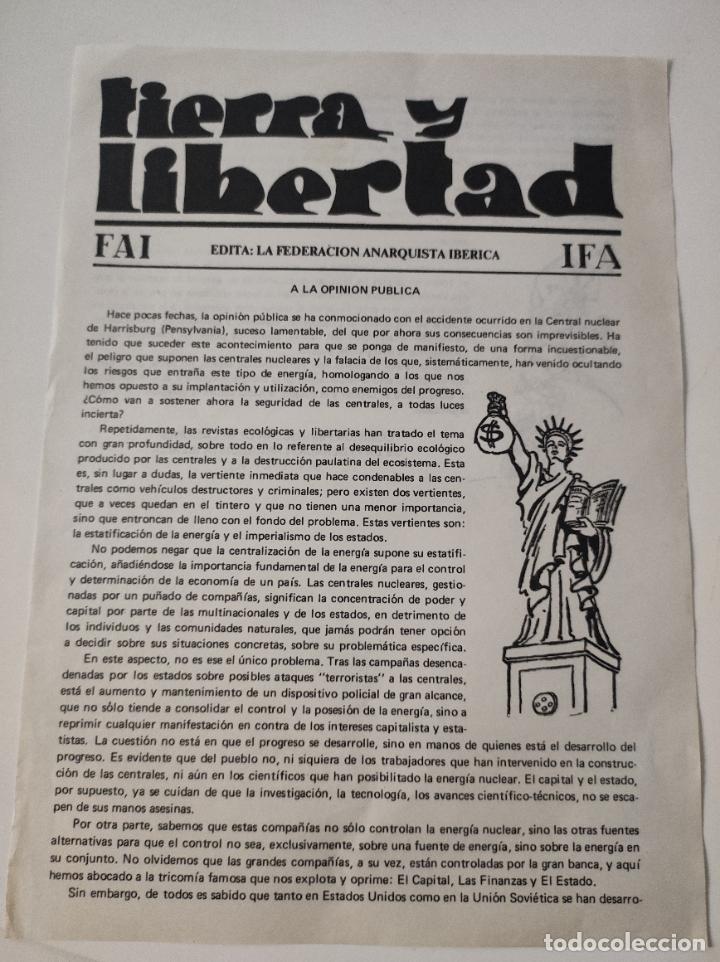 Documentos antiguos: Panfleto TIERRA Y LIBERTAD - VVAA - Foto 1