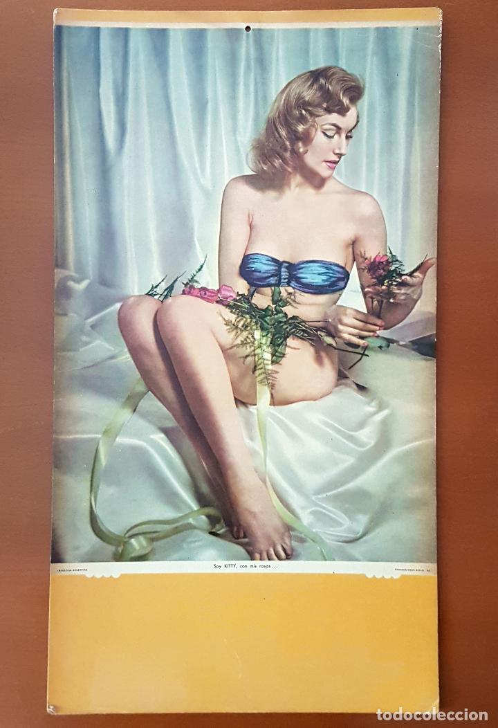 Documentos antigos: CARTEL PARA CALENDARIO A&Ntilde;OS 50 ESCENA EROTICA ORIGINAL PARA COLGAR 25,5 X 46 CM