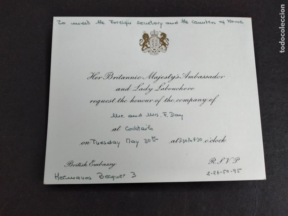 Documents Anciens: EMBAJADA BRITANICA EN MADRID INVITACION A&Ntilde;OS 50