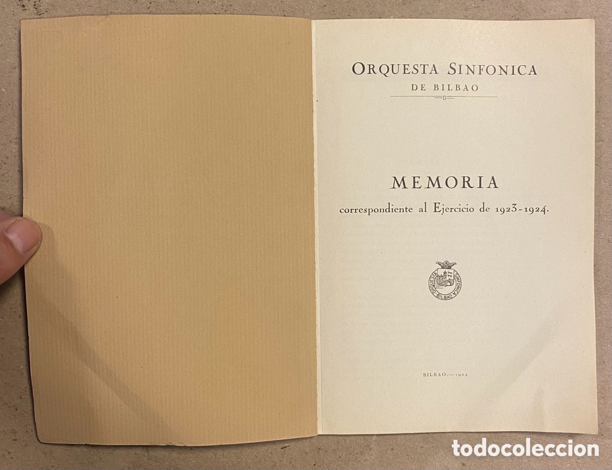 Documentos antiguos: ORQUESTA SINF&Oacute;NICA DE BILBAO. MEMORIA CORRESPONDIENTE AL EJERCICIO 1923-24. - Foto 2