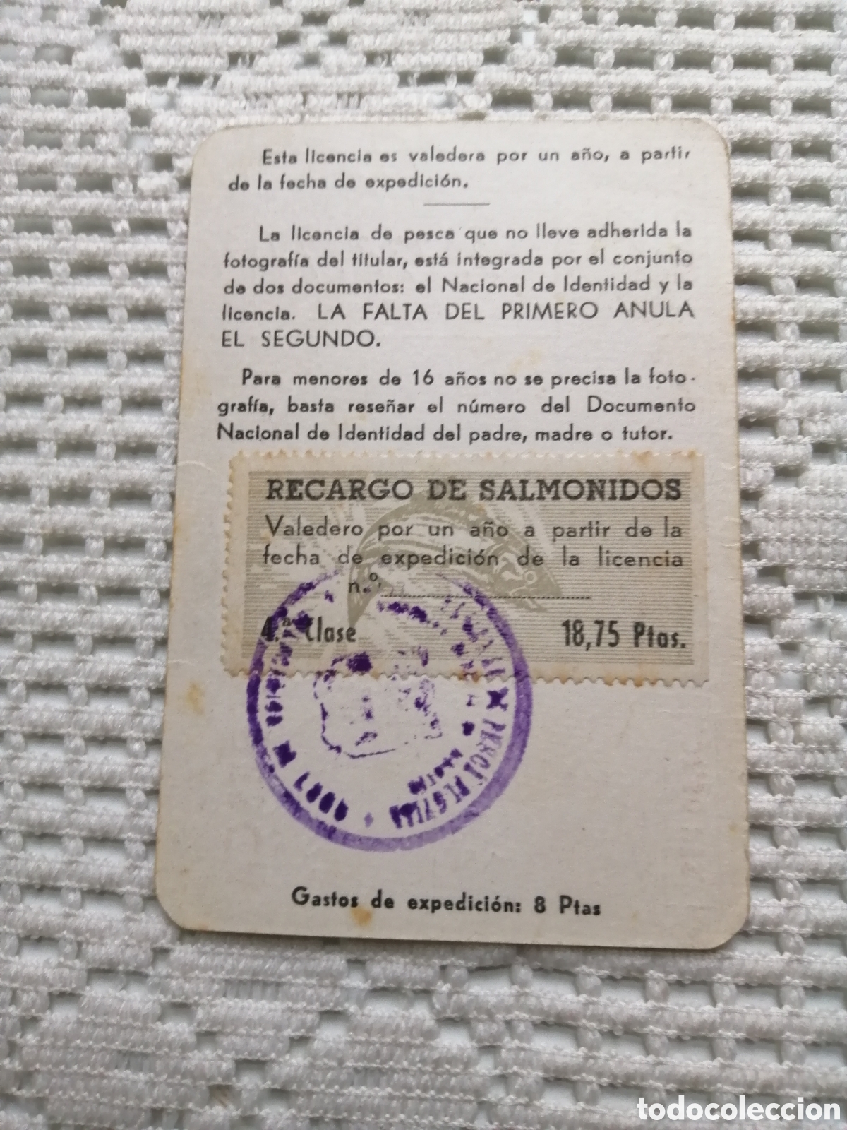 Documentos antiguos: LICENCIA DE PESCA. LUGO 1964 - Foto 2