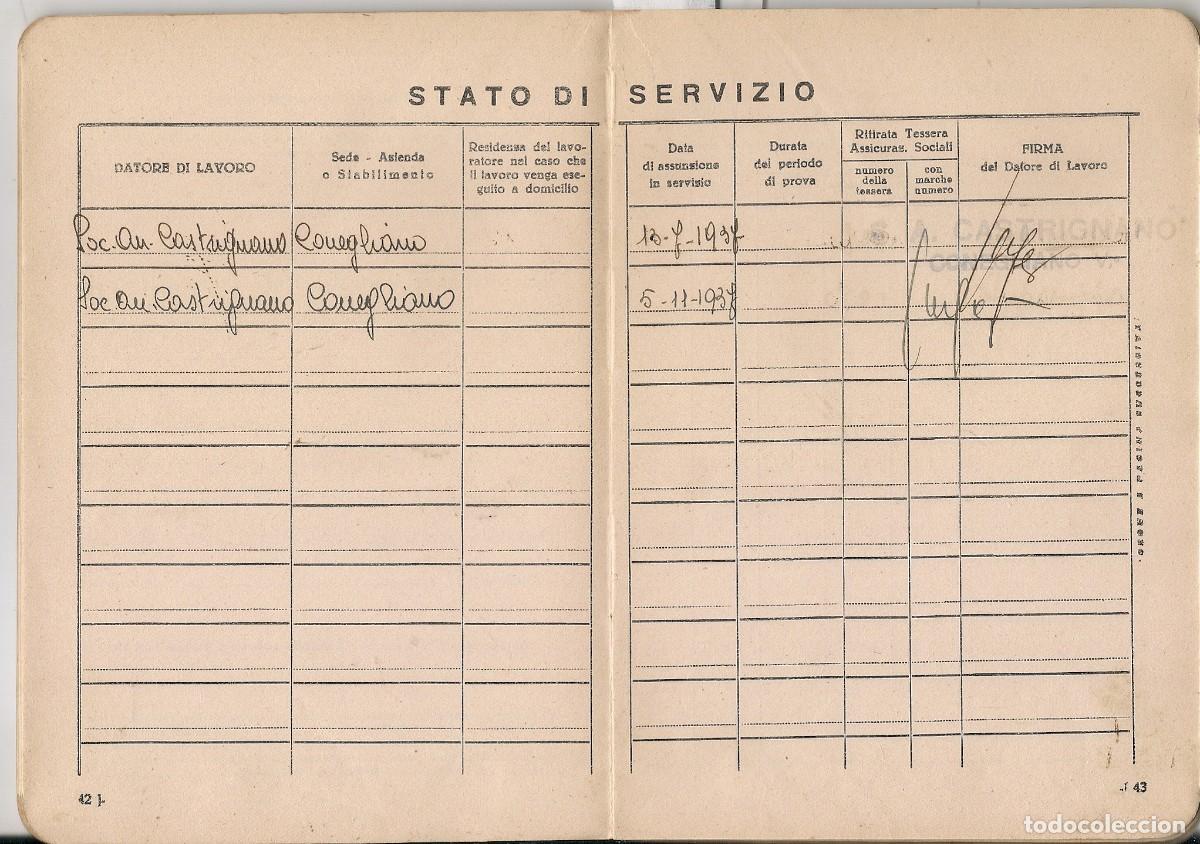 Documentos antiguos: PASAPORTE de ITALIA + CONJUNTO DE DOCUMENTOS emitidos en CONEGLIANO - TREVISO - Foto 8