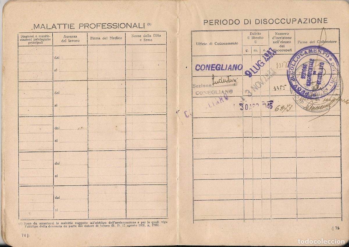 Documentos antiguos: PASAPORTE de ITALIA + CONJUNTO DE DOCUMENTOS emitidos en CONEGLIANO - TREVISO - Foto 10