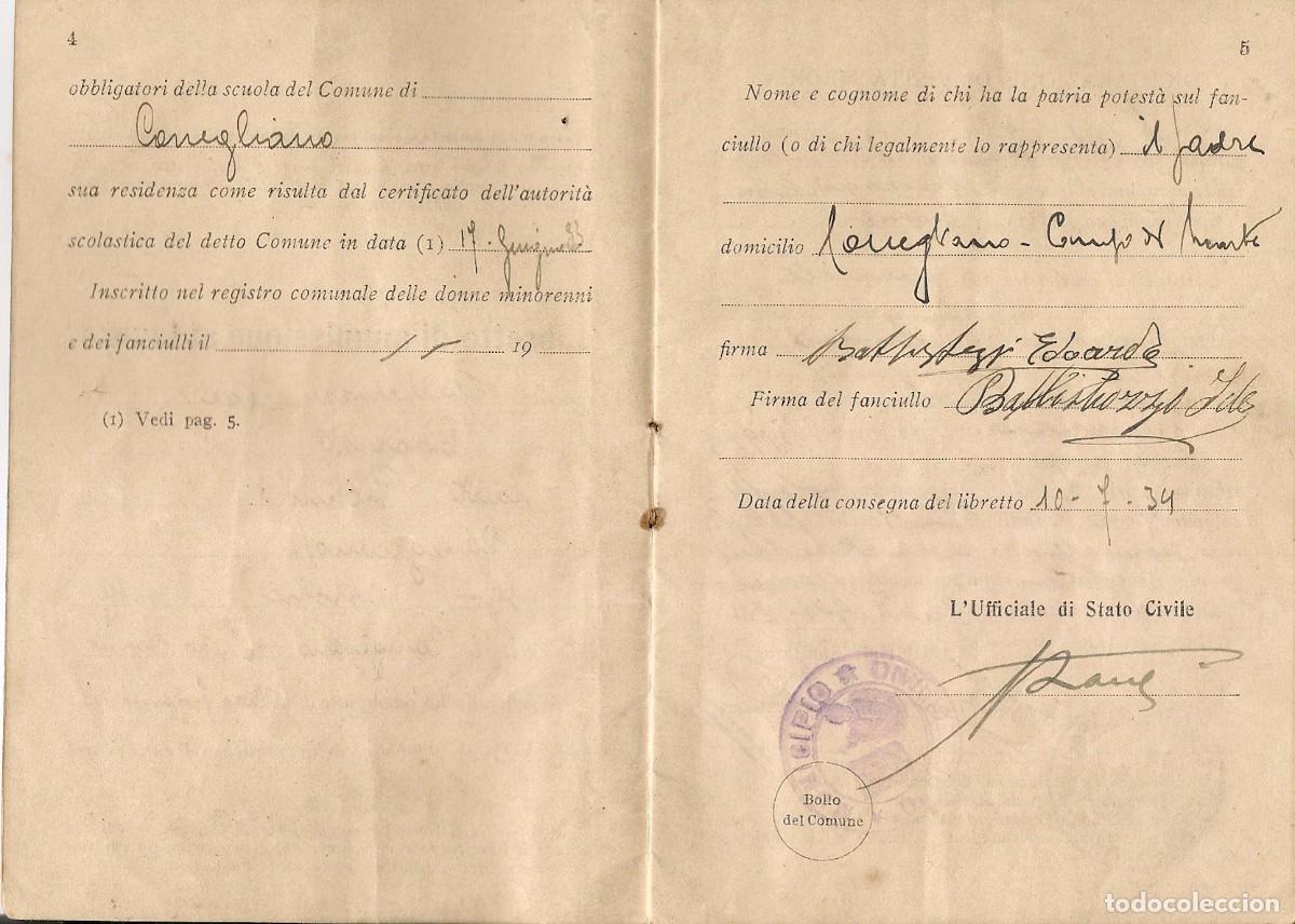 Documentos antiguos: PASAPORTE de ITALIA + CONJUNTO DE DOCUMENTOS emitidos en CONEGLIANO - TREVISO - Foto 14