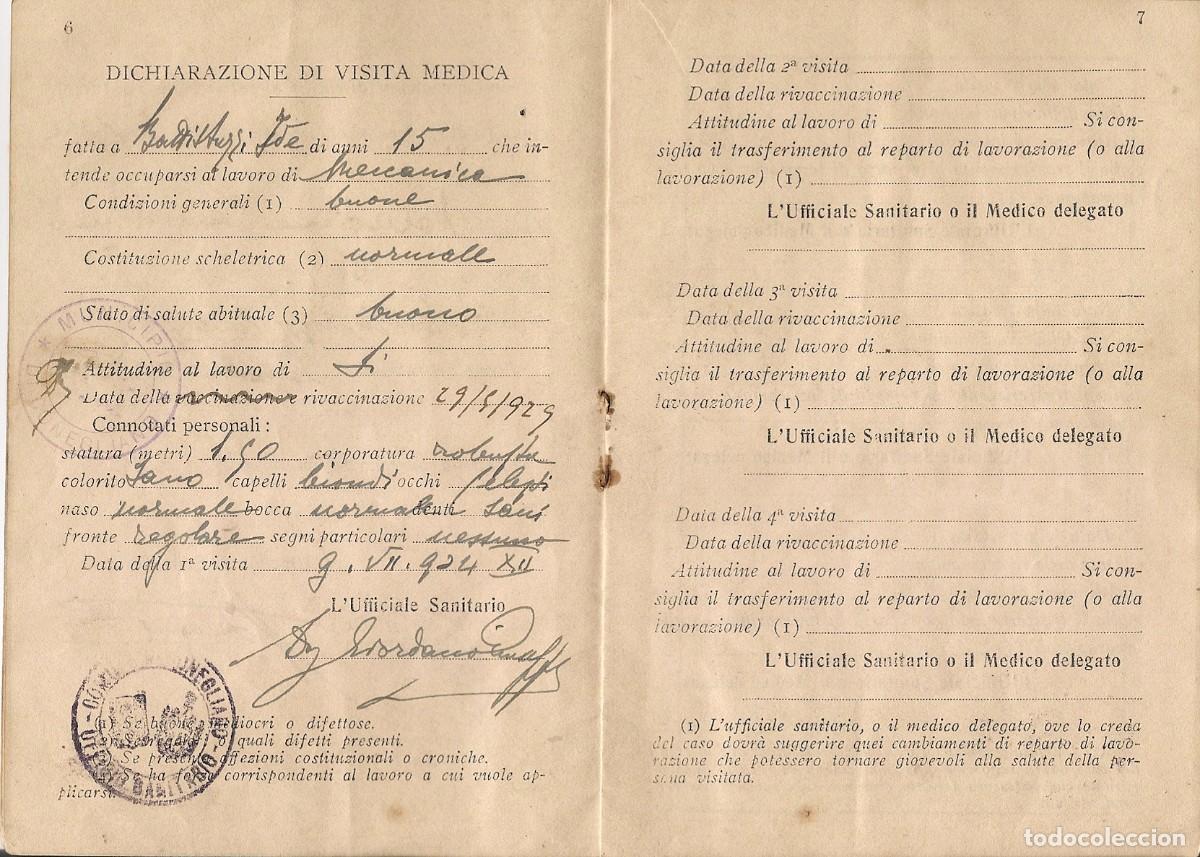 Documentos antiguos: PASAPORTE de ITALIA + CONJUNTO DE DOCUMENTOS emitidos en CONEGLIANO - TREVISO - Foto 15