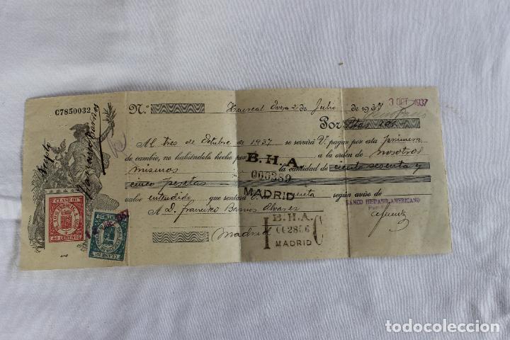 Alte Dokumente: LETRA DE CAMBIO REPUBLICA HUERCAL OVERA OCTUBRE 1937