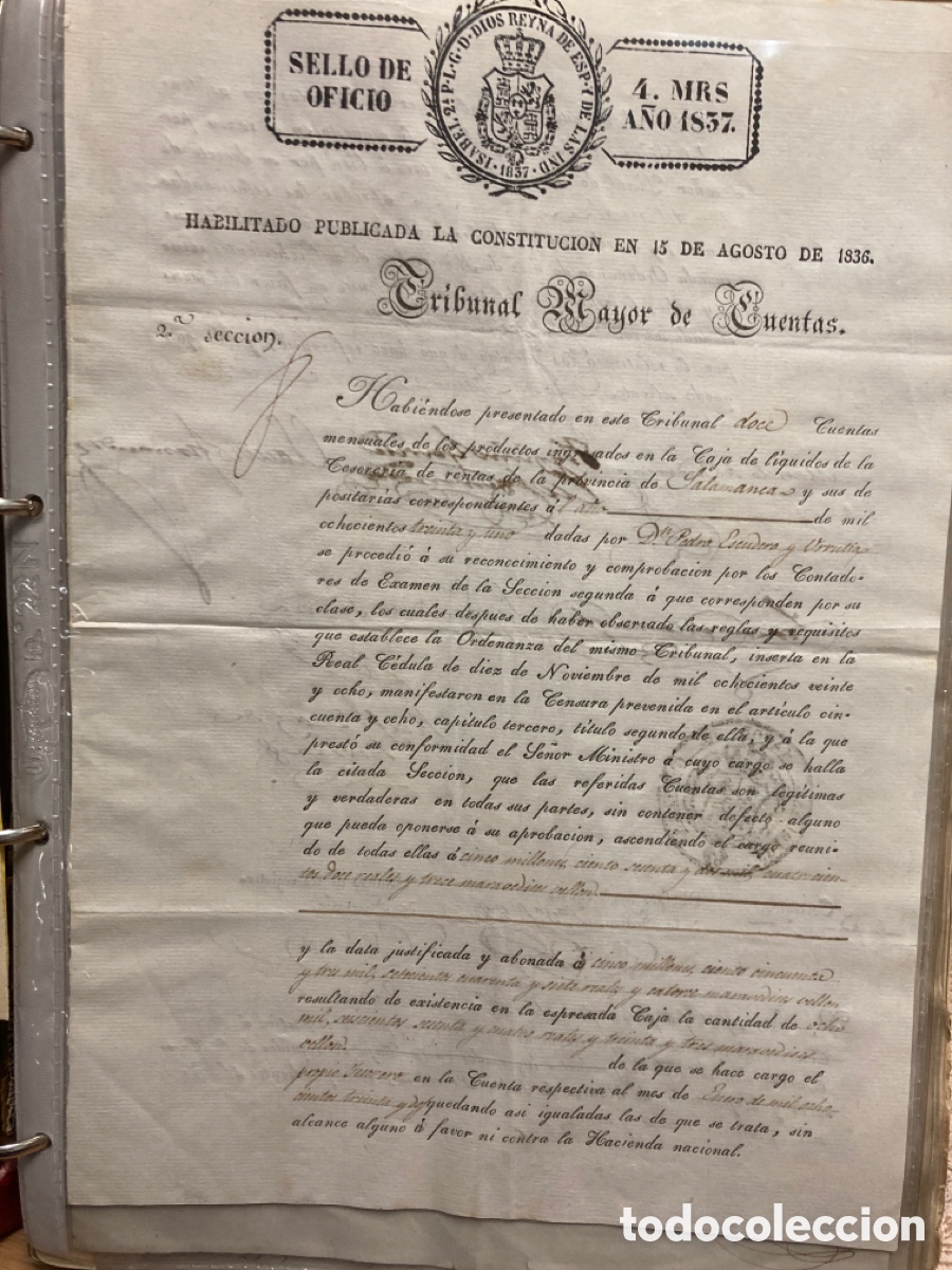 Documentos antiguos: Madrid.1837. Tribunal cuentas - Foto 1