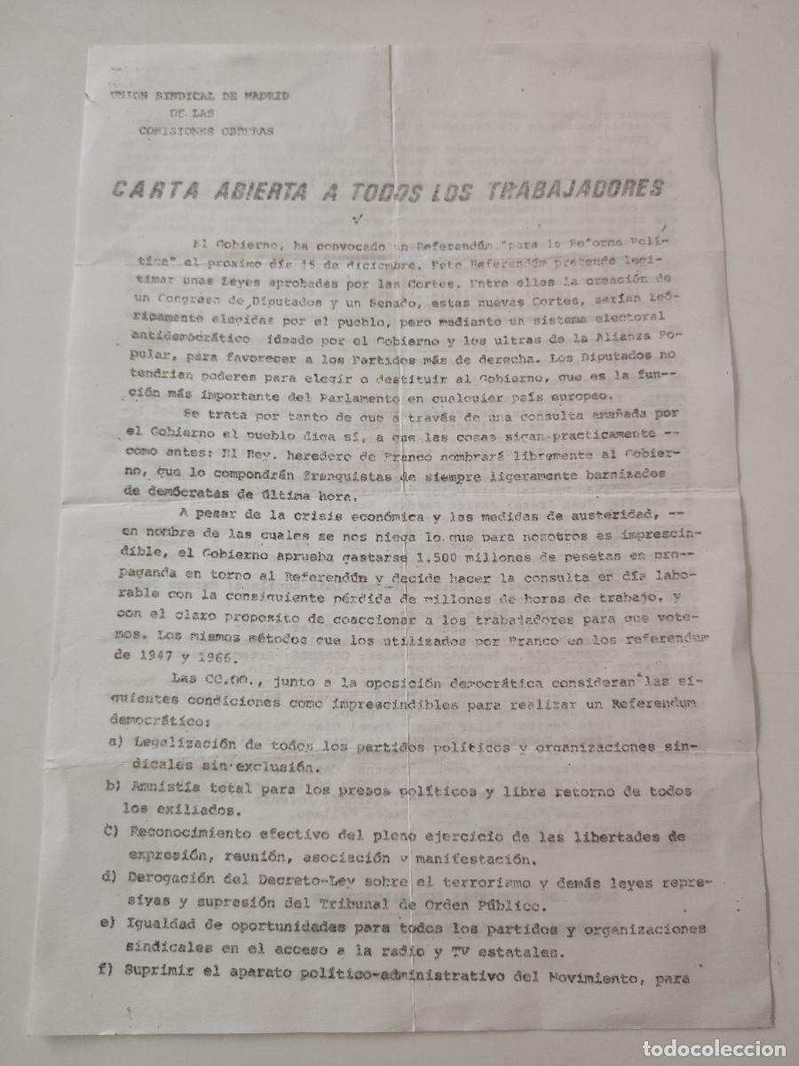 Old Documents: Documento pol&iacute;tico: CCOO. Carta abierta a todos los trabajadores