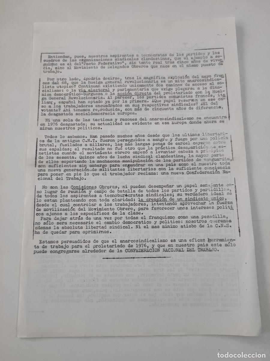 Documentos antiguos: Documento pol&iacute;tico: CNT de nuevo en pie - Foto 2