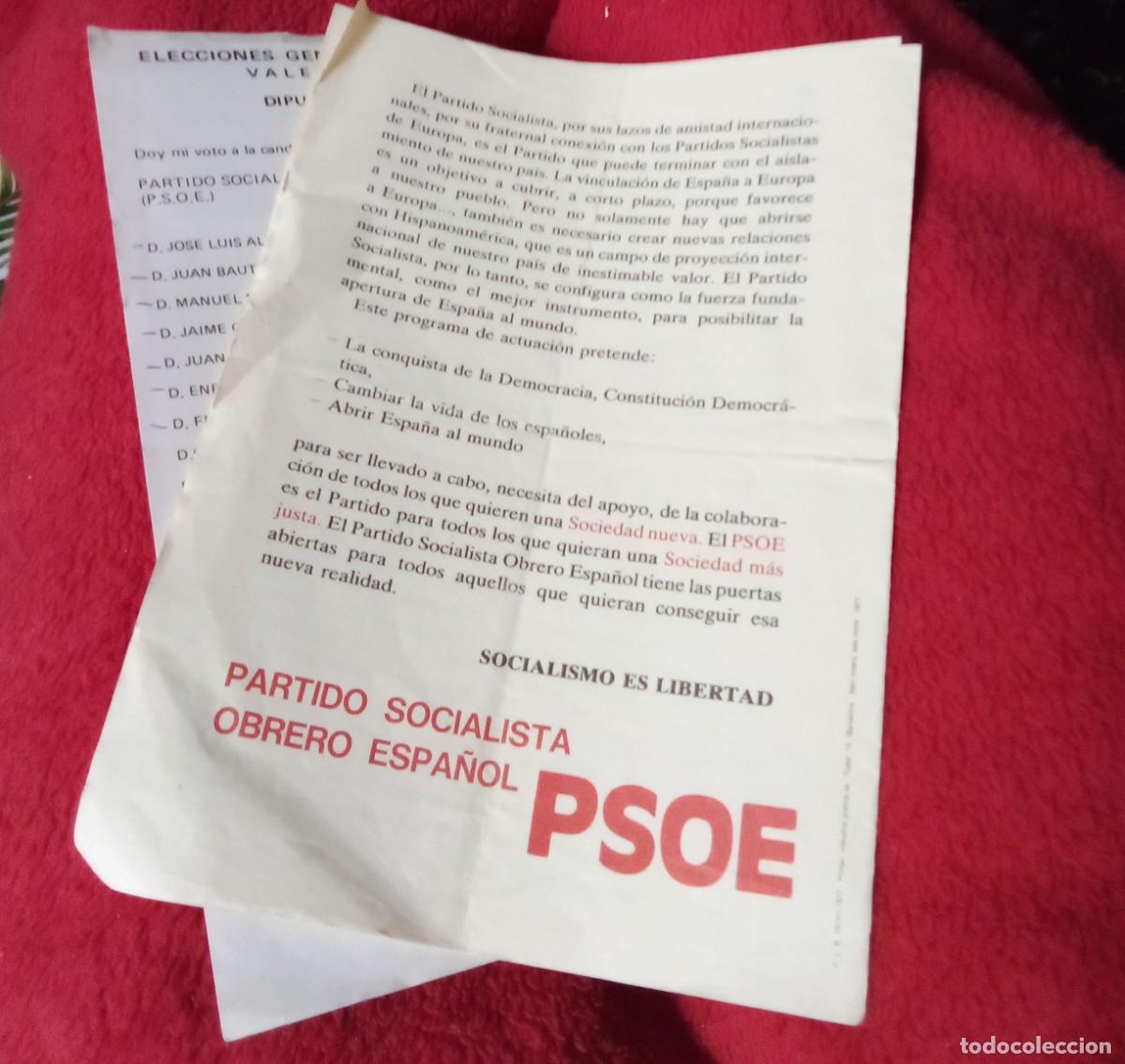 Documentos antiguos: Programa y papeleta del PSOE de las elecciones constituyentes de 1977 - Foto 2