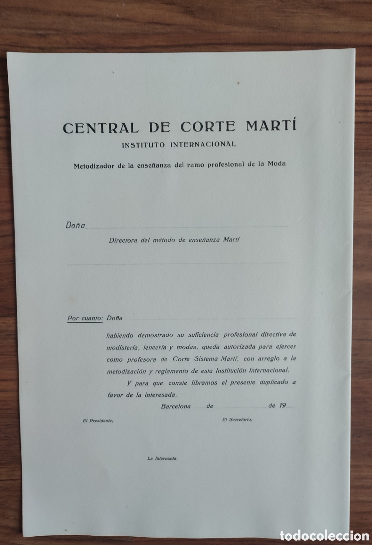 Documentos antiguos: Certificado para ejercer de profesora de Corte Mart&iacute; - Foto 1