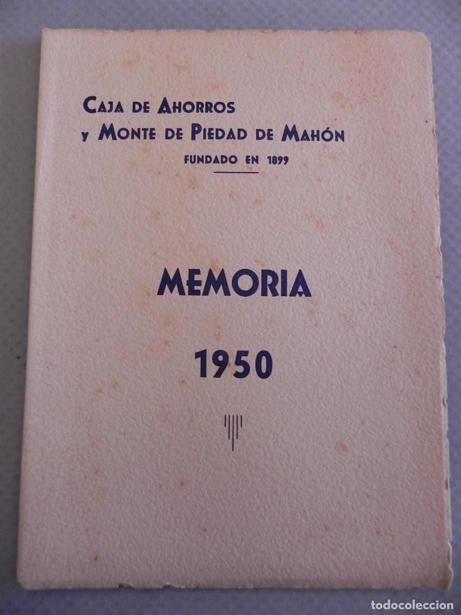 Documentos antiguos: -MEMORIA CAJA DE AHORROS DE MAH&Oacute;N (MENORCA)- . A&Ntilde;O 1950 (RM00009) @)