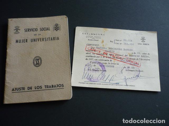 Documents Anciens: SERVICIO SOCIAL DE LA MUJER UNIVERSITARIA 1937 MADRID CON TARJETA DE CERTIFICACI&Oacute;N