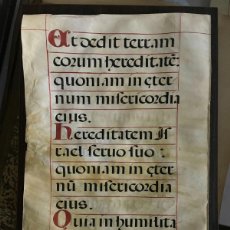 Documentos antiguos: HOJA DE PERGAMINO SIGLO XVII. CANTORAL MINIADO (DOS CARAS). 54 X 36 CM