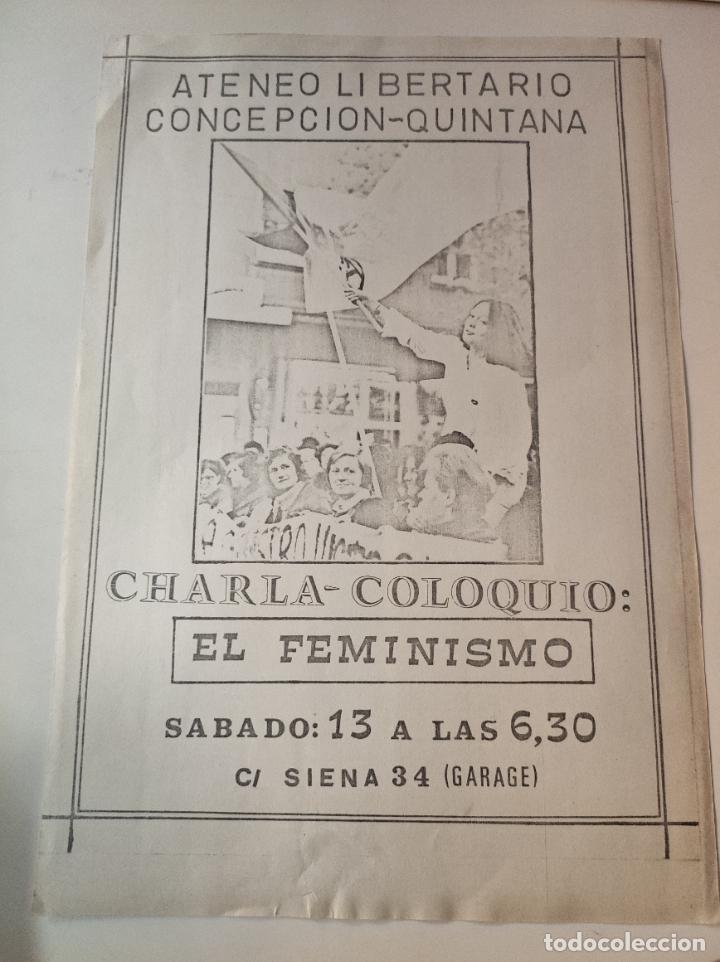 Documentos antiguos: Documento ATENEO LIBERTARIO CONCEPCION -QUINTANA CHARLA EL FEMINISMO Sabado 13 a las 6,30. Cart
