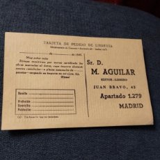 Documentos antiguos: TARJETA DE PEDIDO DE LIBRERÍA DE 1945