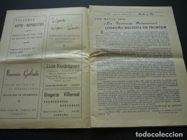 Documentos antiguos: LOGRO&Ntilde;O PROGRAMA FERIAS Y FIESTAS DE SAN MATEO 1956 - Foto 2