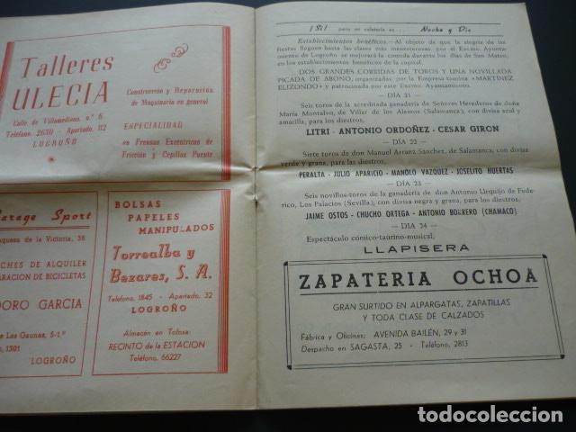 Documentos antiguos: LOGRO&Ntilde;O PROGRAMA FERIAS Y FIESTAS DE SAN MATEO 1956 - Foto 4