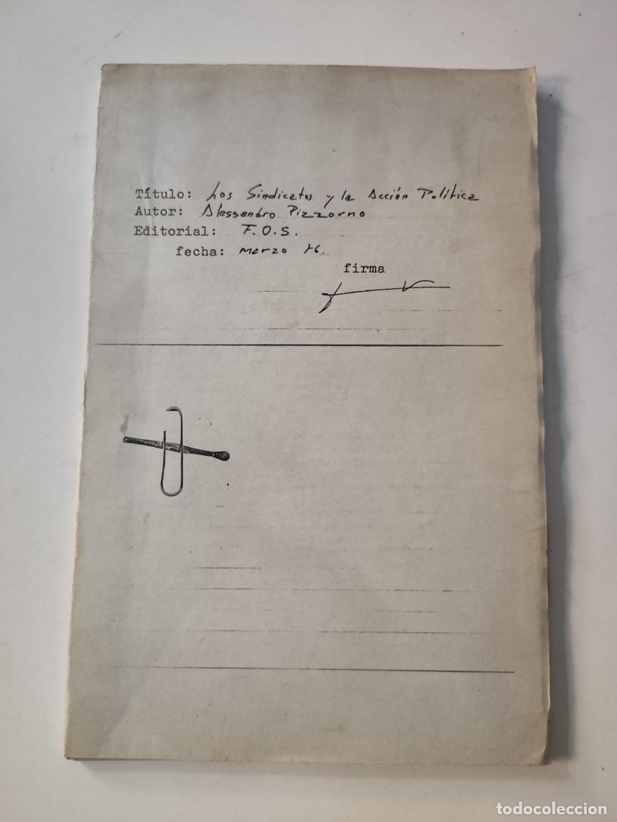 Documents Anciens: Documento Los sindicatos y la acci&oacute;n pol&iacute;tica. Alessandro Pizzorno.