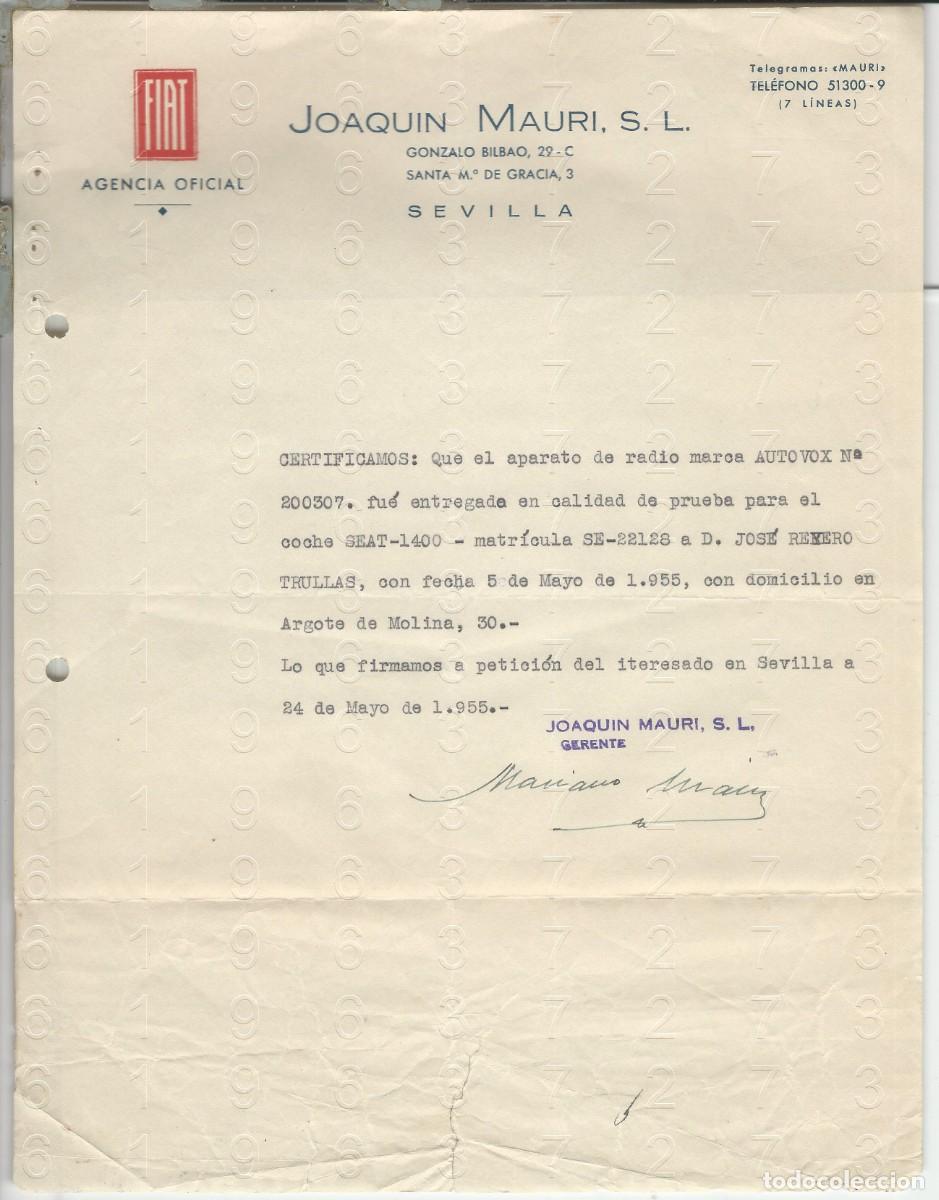 Documentos antiguos: 1955 SEAT 1430 SEVILLA AUTORADIO RADIOAUDICION IMPUESTO L72