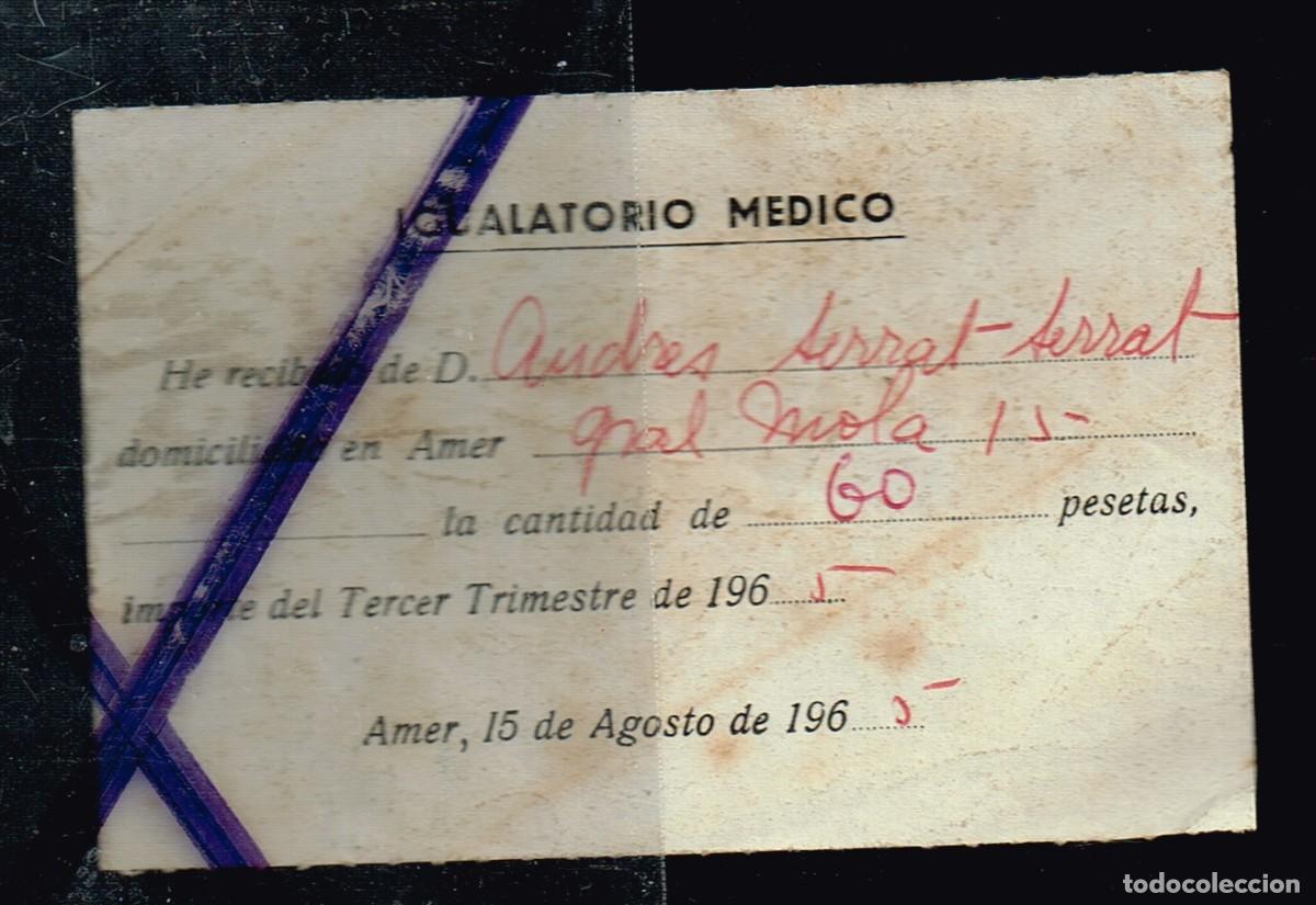 Documentos antiguos: 1965 AMER RECIBO NOMINAL IGUALATORIO M&Eacute;DICO (IGUALA) DEL 3er. TRIMESTRE, ver detalles en foto 1