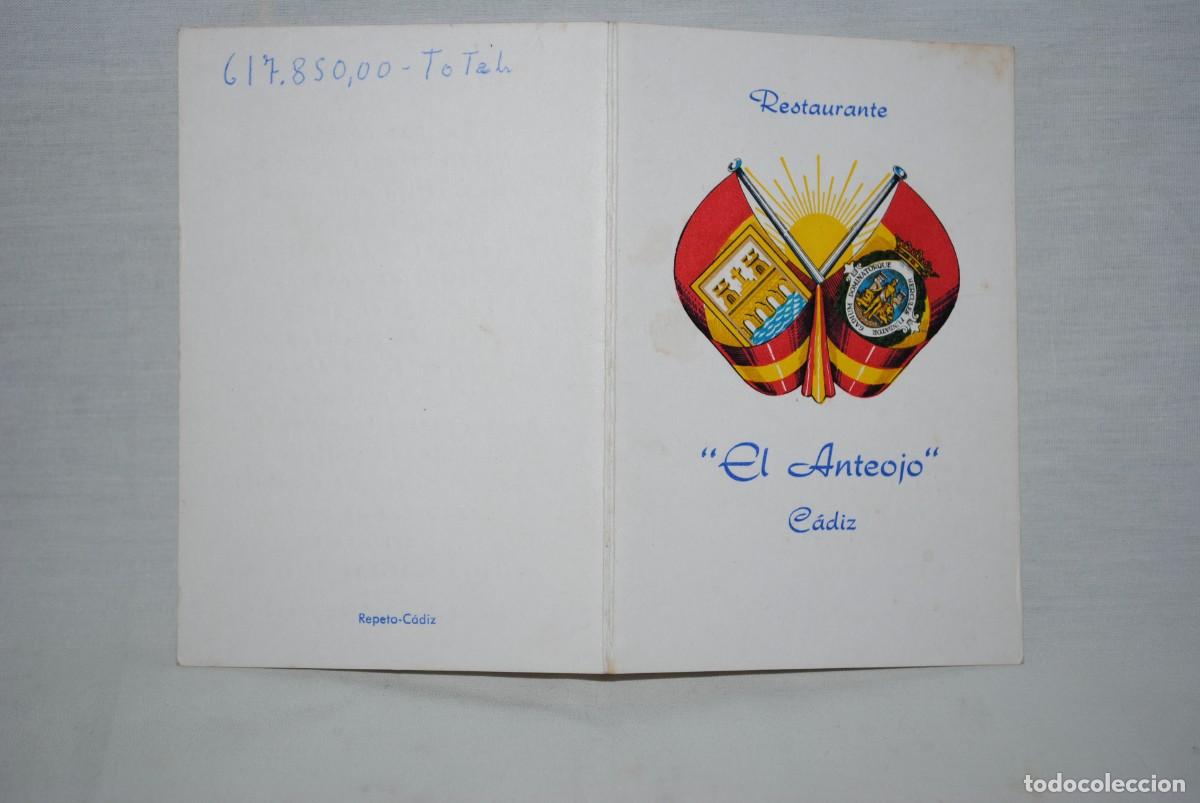 Documentos antiguos: CADIZ , MENU , RESTAURANTE , EL ANTEOJO . - Foto 1