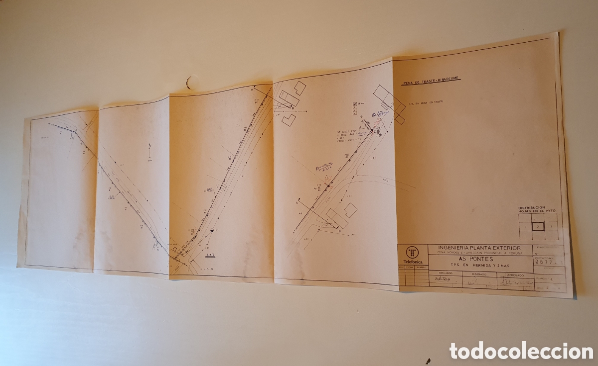 Documentos antiguos: Plano desplegable Telef&oacute;nica TPS AS PONTES - Foto 2