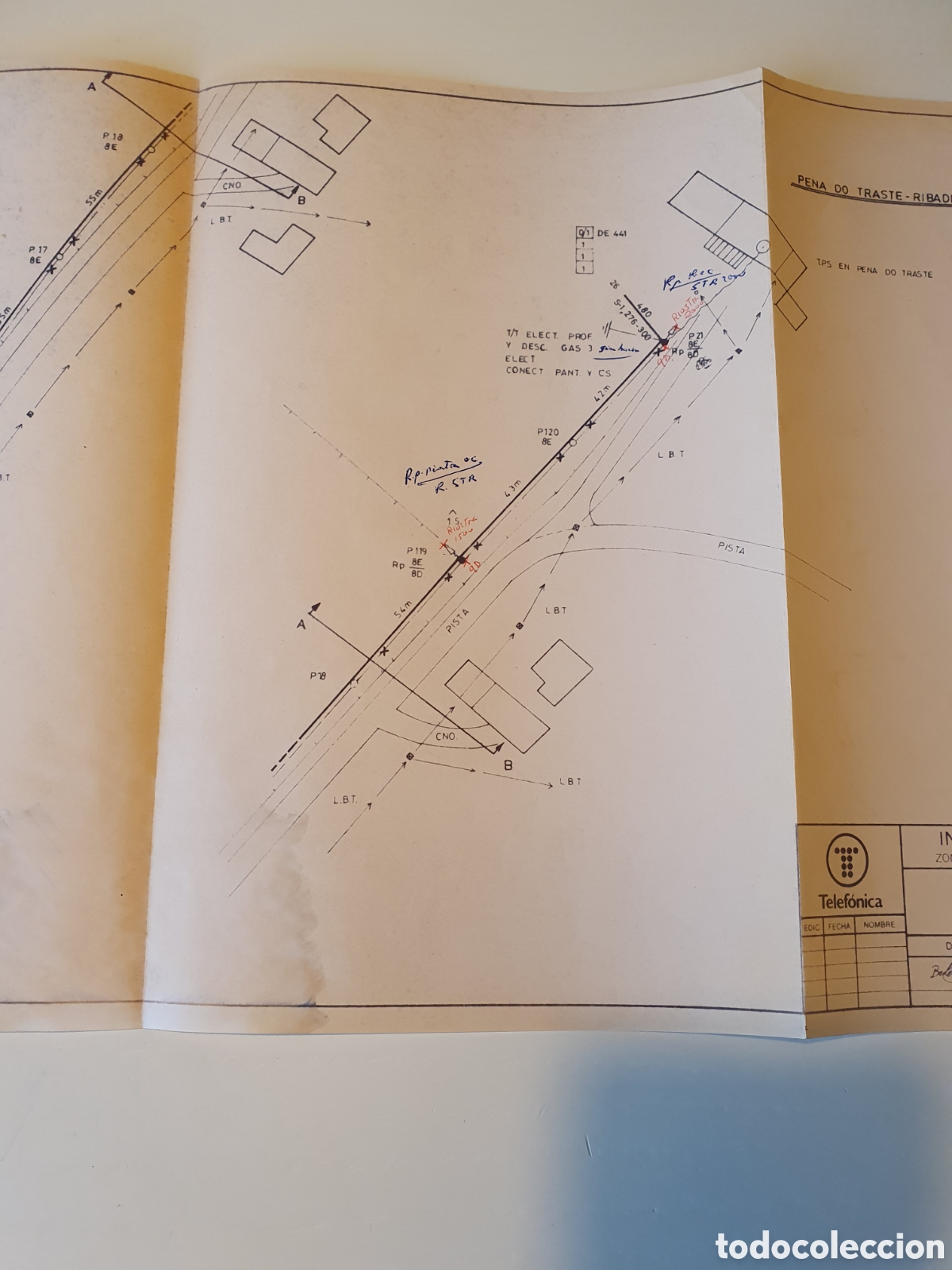 Documentos antiguos: Plano desplegable Telef&oacute;nica TPS AS PONTES - Foto 3