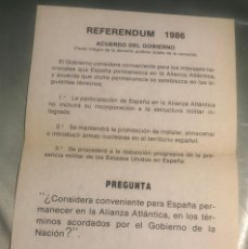 Documentos antiguos: PAPELETA DE REFERENDUM AÑO 1986. OTAN SÍ. ORIGINAL. BUEN ESTADO.