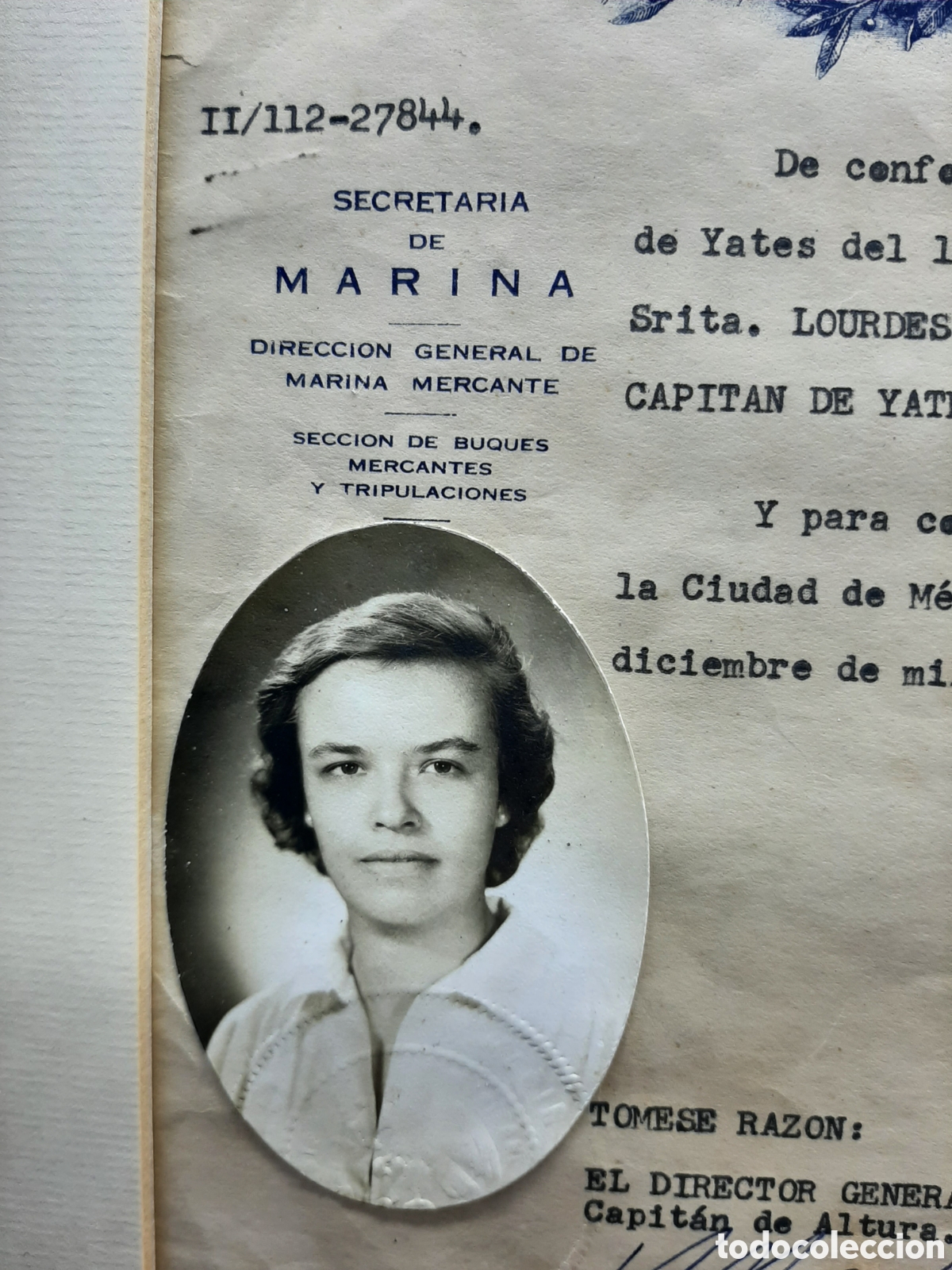 Documentos antiguos: T&iacute;tulo de Patr&oacute;n de Yate de 1940, M&eacute;xico. - Foto 4