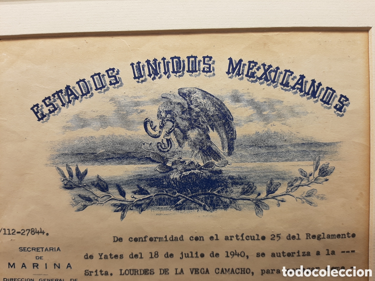 Documentos antiguos: T&iacute;tulo de Patr&oacute;n de Yate de 1940, M&eacute;xico. - Foto 7