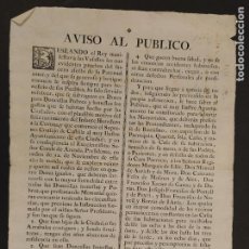 Documentos antiguos: AVISO AL PUBLICO - DOTES PARA DONCELLAS POBRES POR NACIMIENTO INFANTE HEREDERO -AÑO 1771 -(V-24.799)