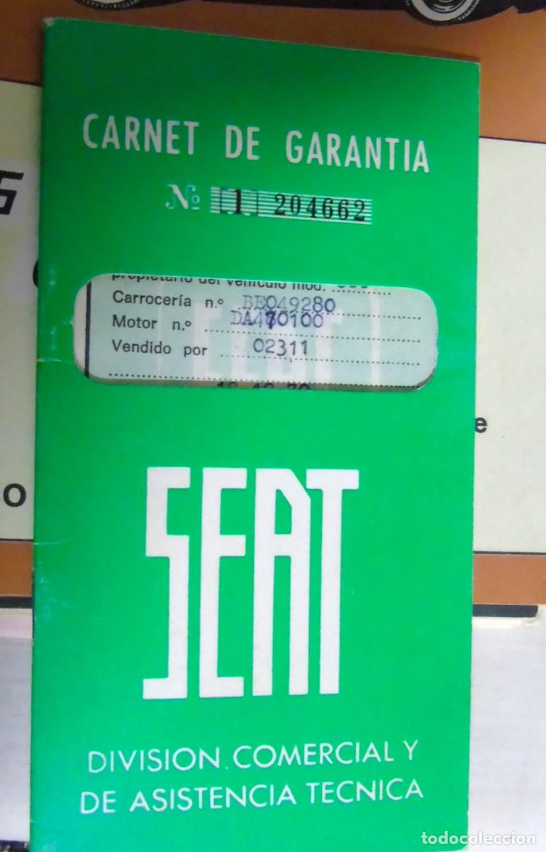 Documentos antiguos: CARNET DE GARANTIA SEAT MUY BIEN CONSERVADO